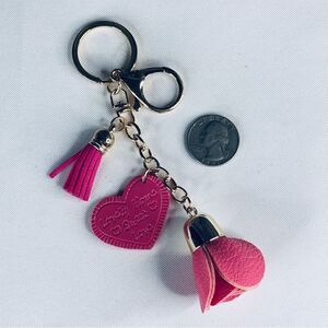 Rose Keychain/Bag Clip Faux Leather, NWT